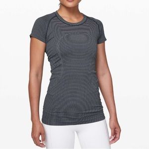 lululemon athletica Black and White Striped Short Sleeve Tee